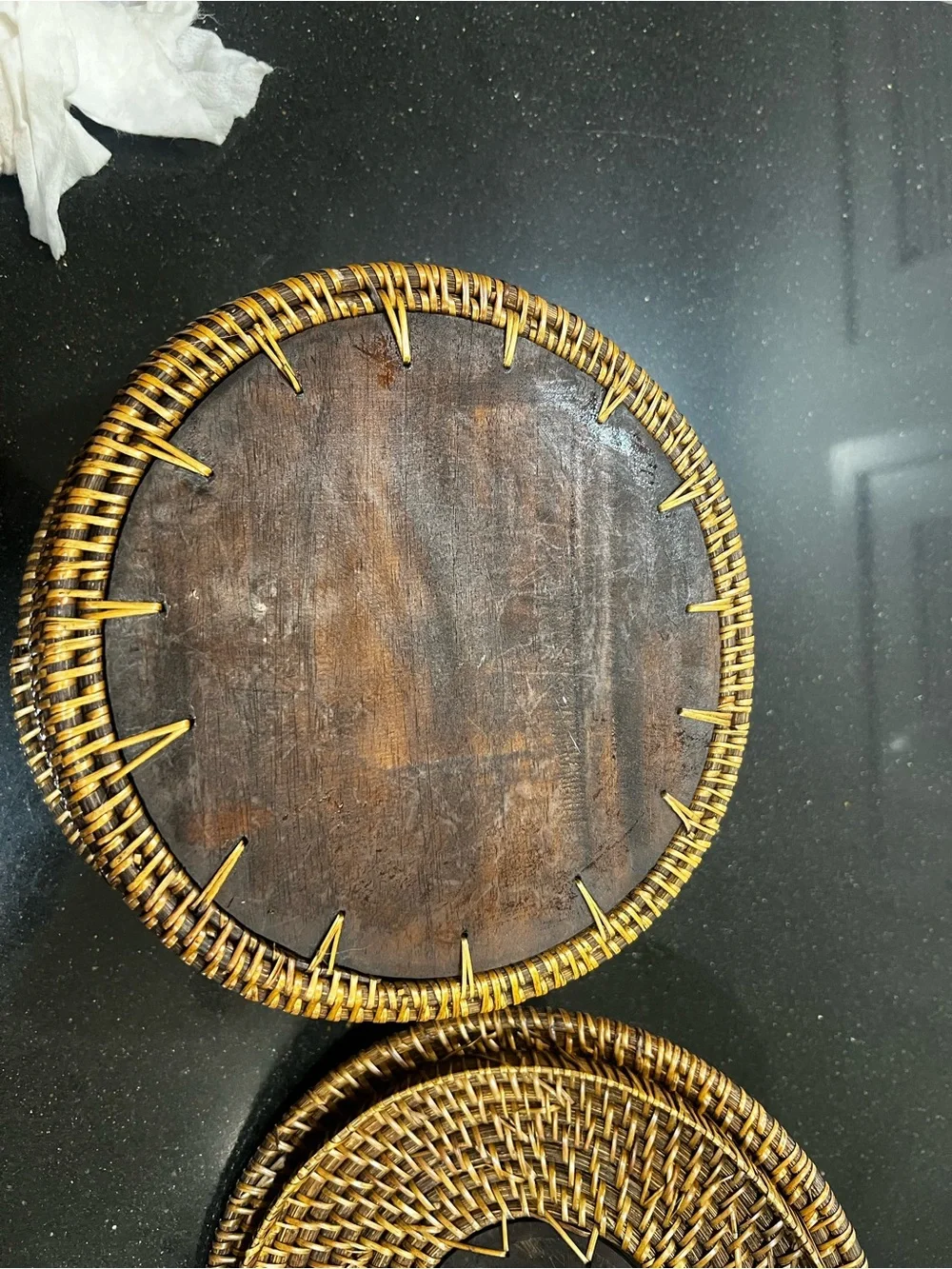 Vintage Indonesian Lombok Reed Basket with Carved Wooden Frog